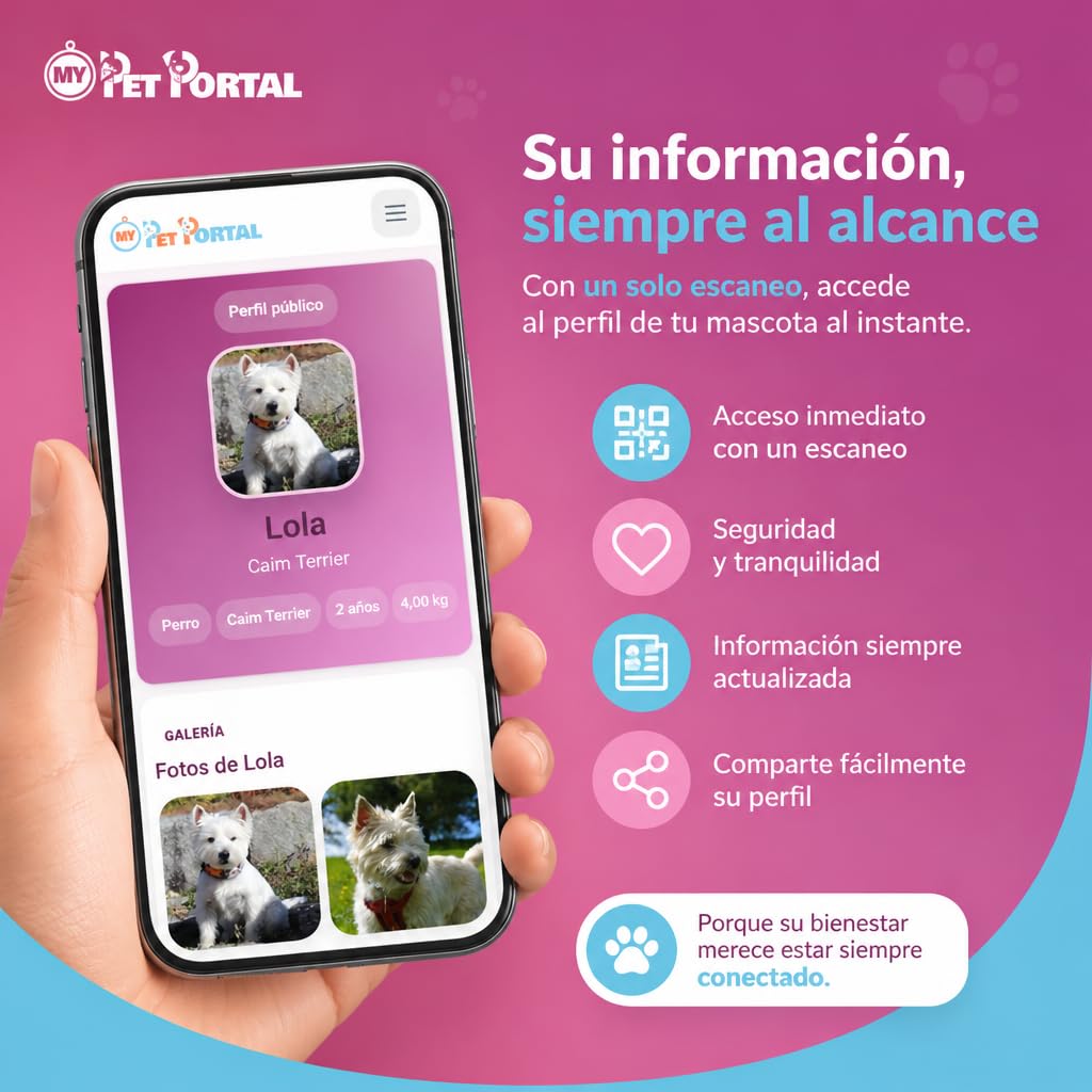 Placa QR para Perros y Gatos con Mosquetón Grande